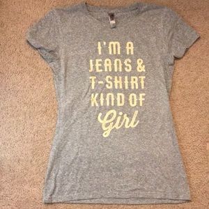 Grey T-shirt with words
